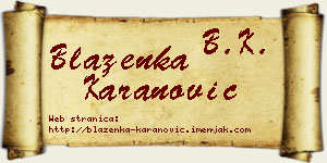 Blaženka Karanović vizit kartica